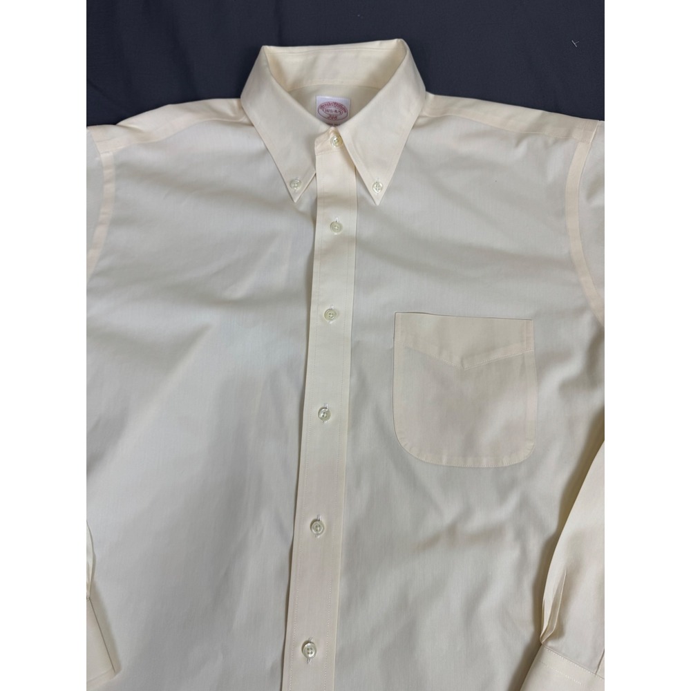 Brooks Brothers 346 Mens 16.5 34/35 Non-Iron Cotton Dress Shirt Cream Yellow - Picture 11 of 13